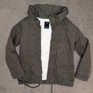 Azul by Moussy Women's Military Style Cotton Jacket with Sherpa Lining Size S